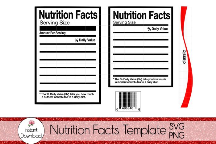 Nutrition facts label blank template