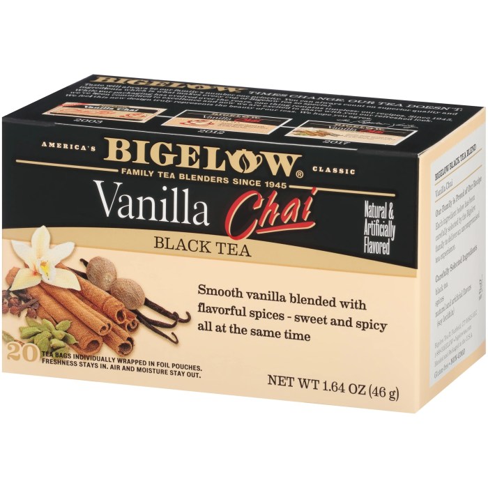 Bigelow vanilla chai nutrition facts